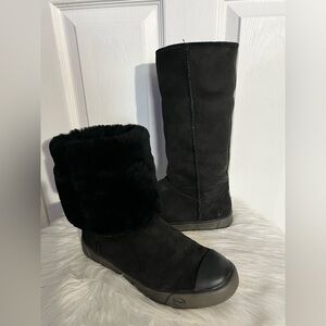 UGG Black Tall Shearling Cuff Winter Boots